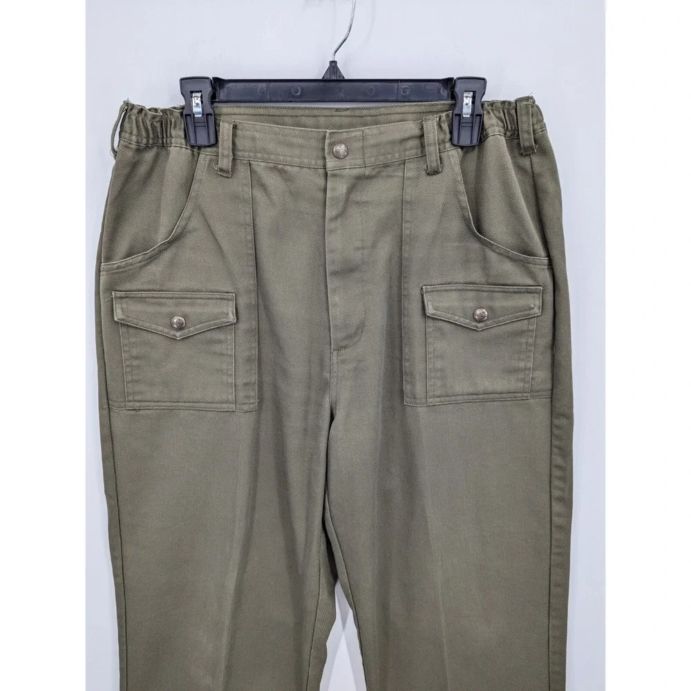 Vtg Boy Scouts of America Cargo Pants Men's 36 x 28, Green 6 Pocket Elastic